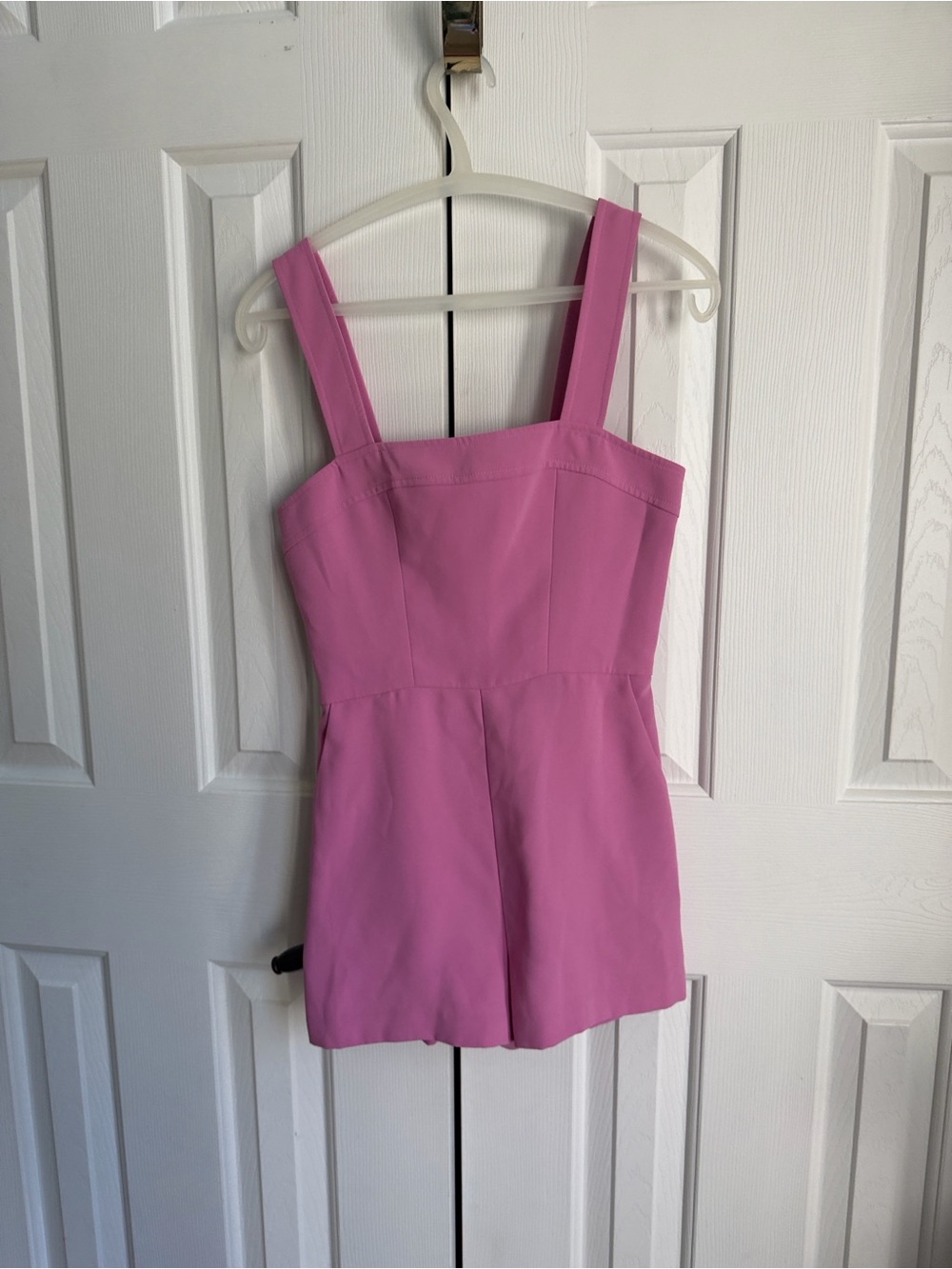 Amanda Uprichard Ace Pink Square-Neck Romper